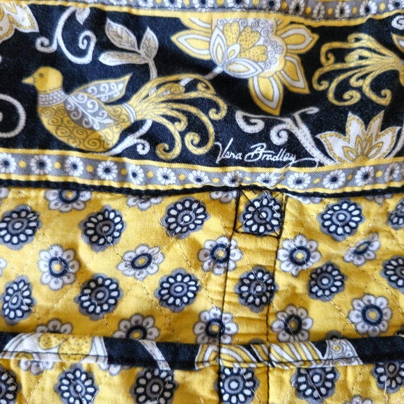 Vera Bradley Black Yellow Button Floral Paisley Tote Bag with Accessories Large - Picture 5 of 16